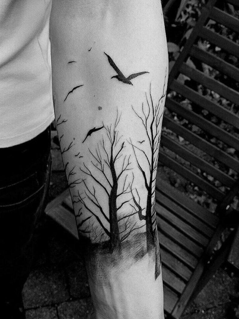 rücken Wald tattoo