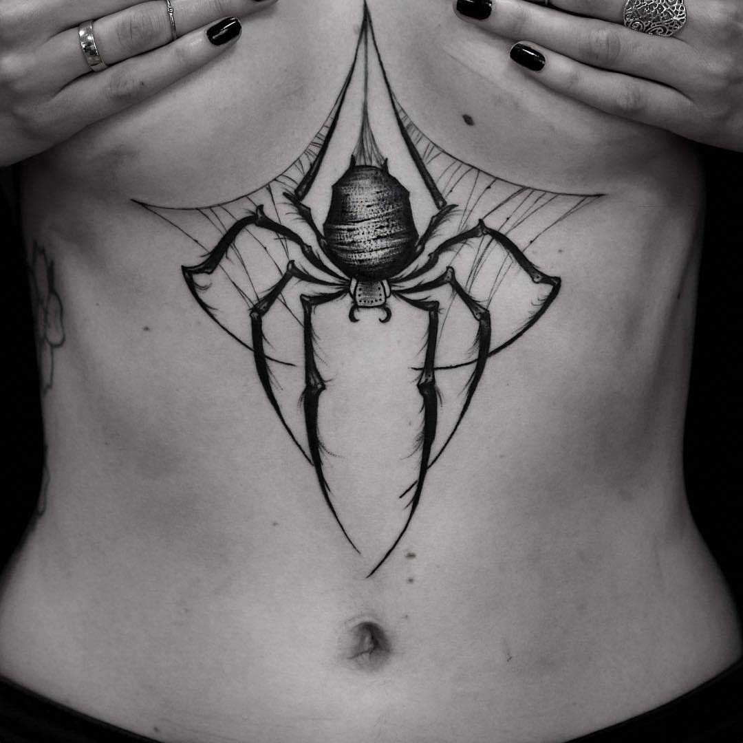 hals Spinnennetz tattoo