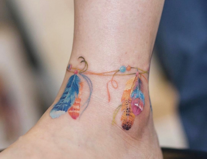 Tattoo fußkette mit anhänger